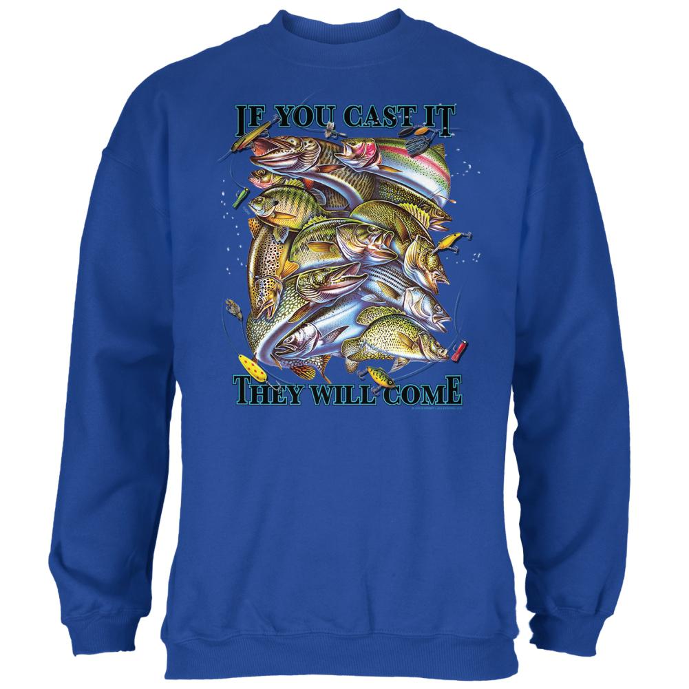 If You Cast It Fishing Mens Sweatshirt Men's Sweatshirts Old Glory 2XL Royal