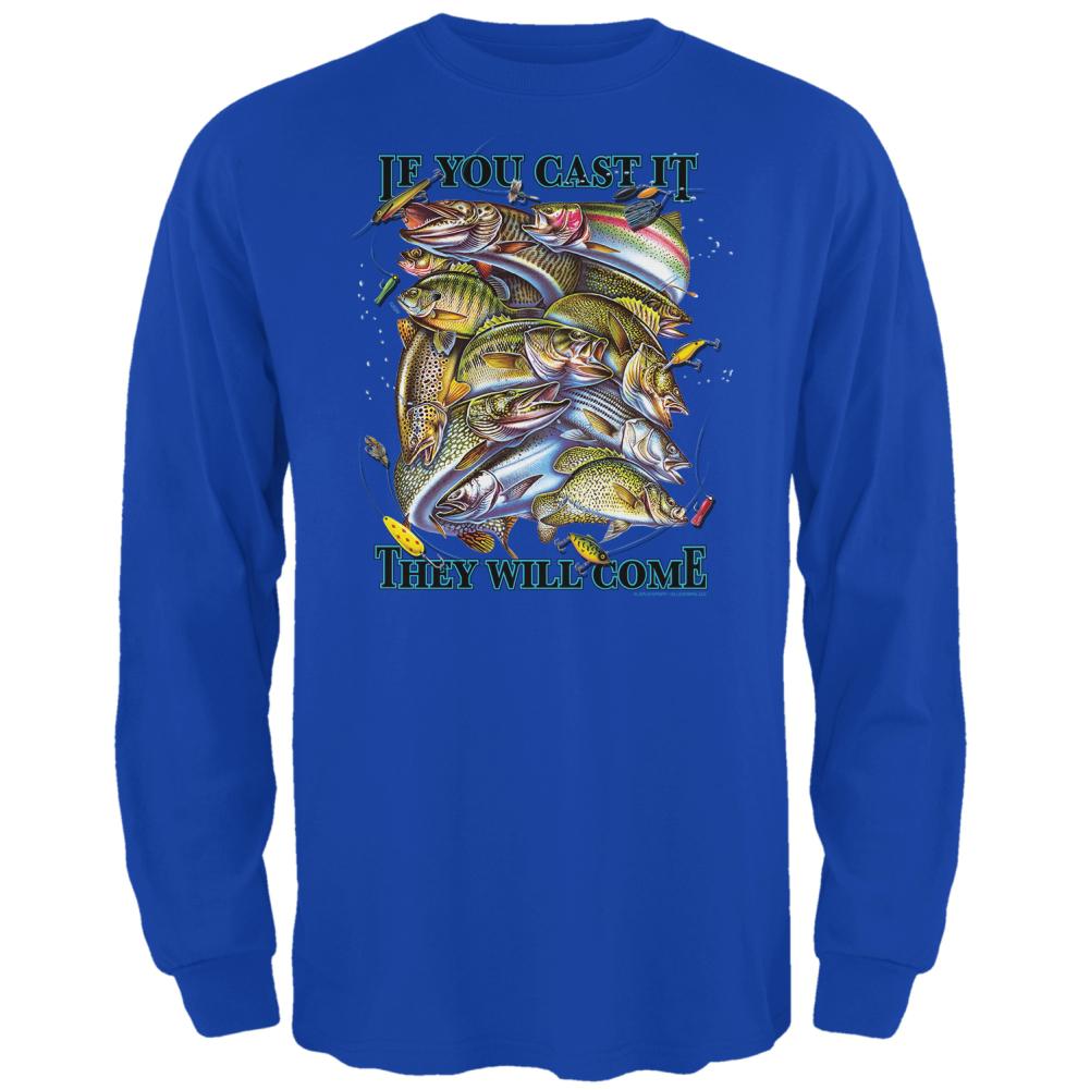 If You Cast It Fishing Mens Long Sleeve T Shirt Men's Long Sleeves Old Glory 2XL Royal