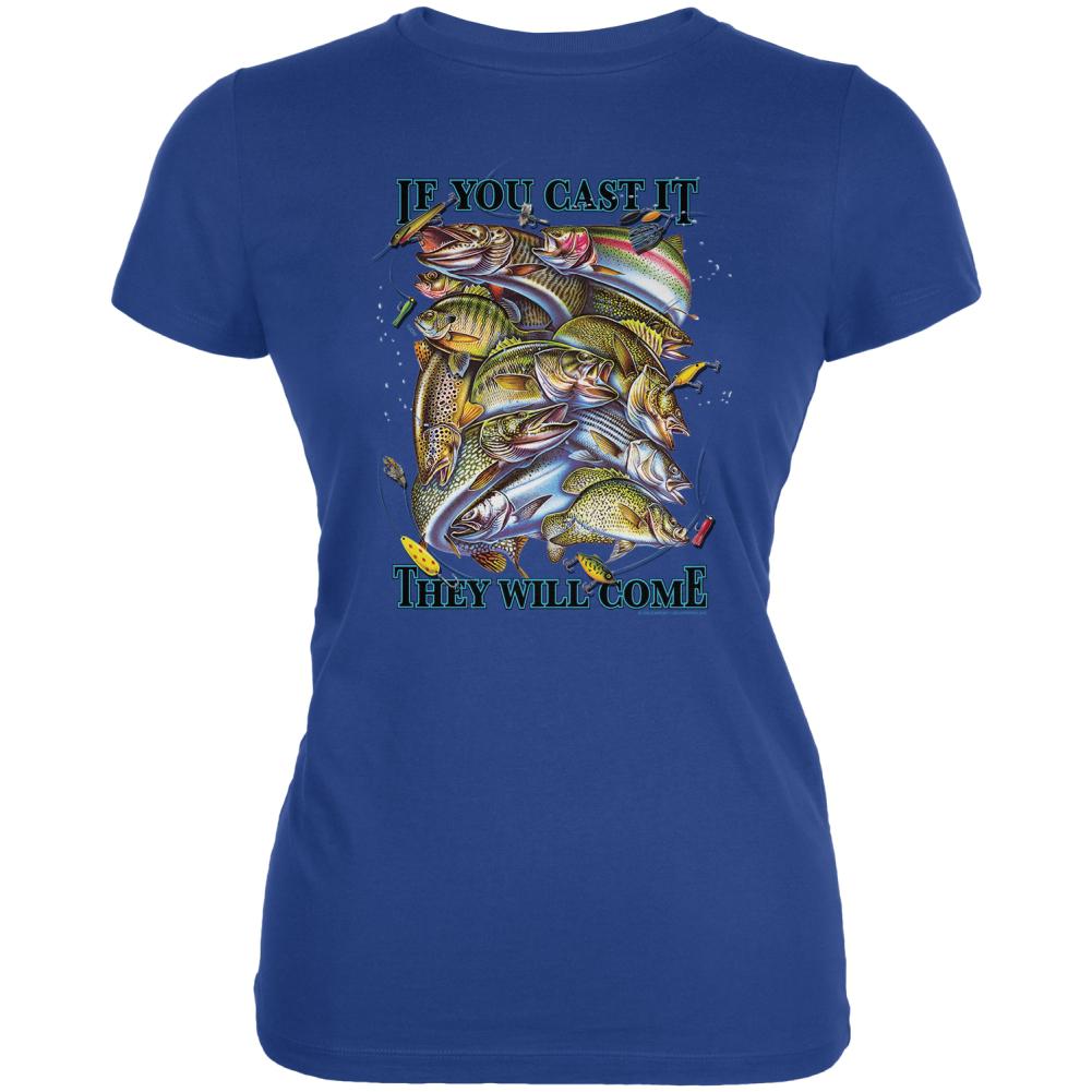 If You Cast It Fishing Juniors Soft T Shirt Juniors T-Shirts Old Glory 2XL Royal