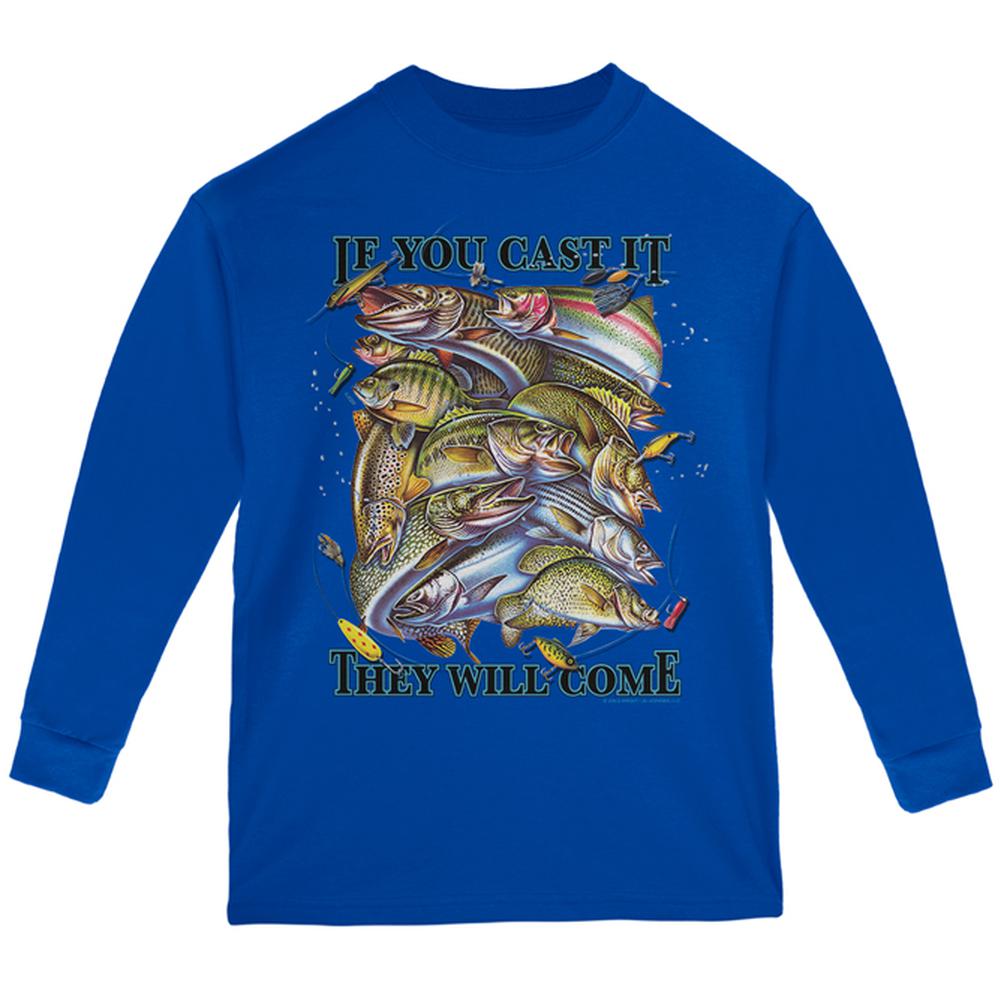 If You Cast It Fishing Youth Long Sleeve T Shirt Youth Long Sleeves Old Glory LG Royal