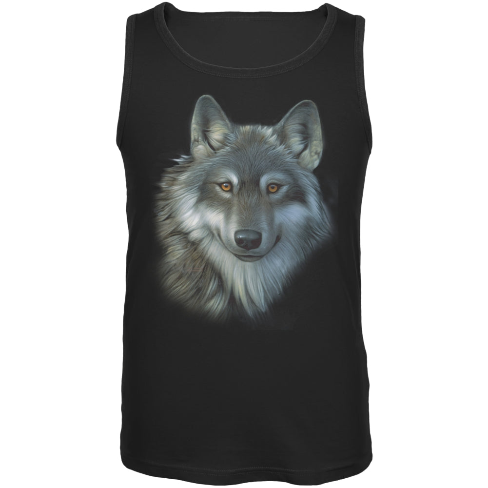 Timber Wolf Face Mens Tank Top Men's Tank Tops Old Glory 2XL Black