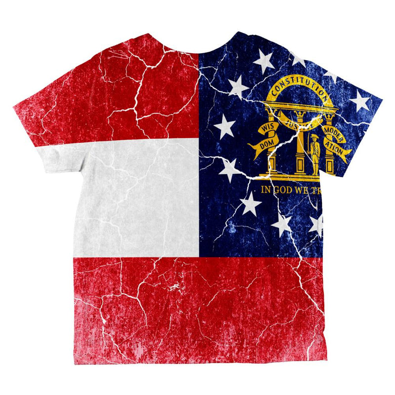 Georgia Vintage Distressed State Flag All Over Toddler T Shirt Toddler T-Shirts Old Glory