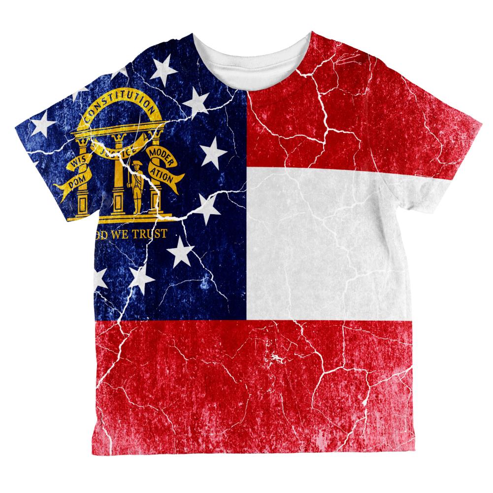 Georgia Vintage Distressed State Flag All Over Toddler T Shirt Toddler T-Shirts Old Glory 2T Multi