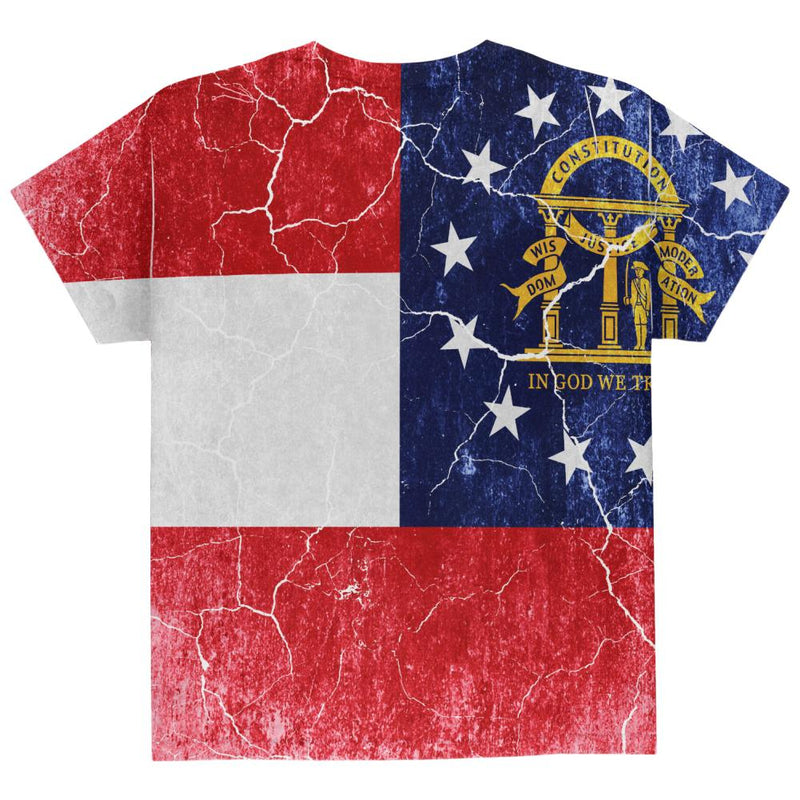 Georgia Vintage Distressed State Flag All Over Youth T Shirt Youth T-Shirts Old Glory