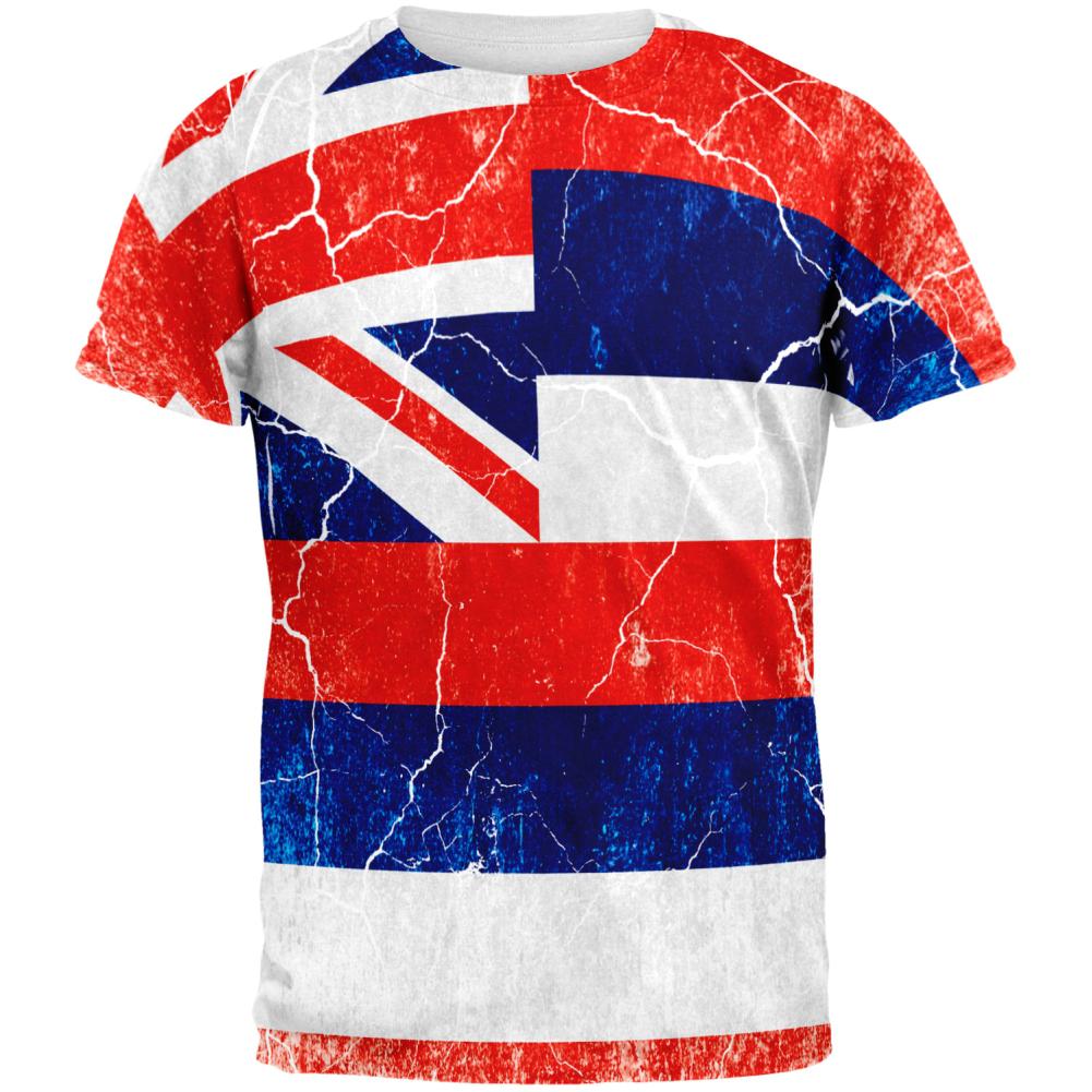 Hawaii Vintage Distressed State Flag All Over Mens T Shirt Men's T-Shirts Old Glory 2XL Multi