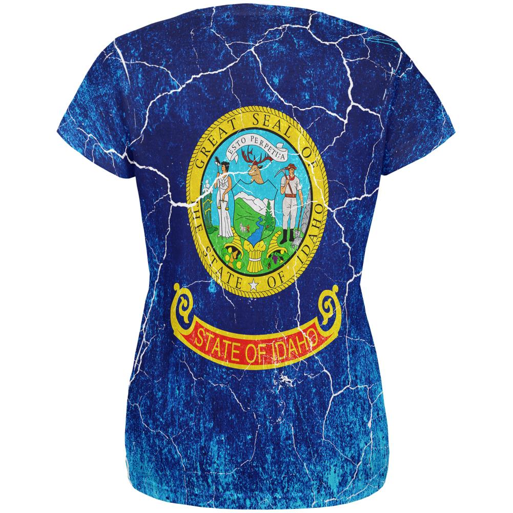 Idaho Vintage Distressed State Flag All Over Womens T Shirt Women's T-Shirts Old Glory