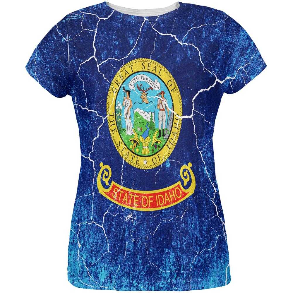 Idaho Vintage Distressed State Flag All Over Womens T Shirt Women's T-Shirts Old Glory 2XL Multi