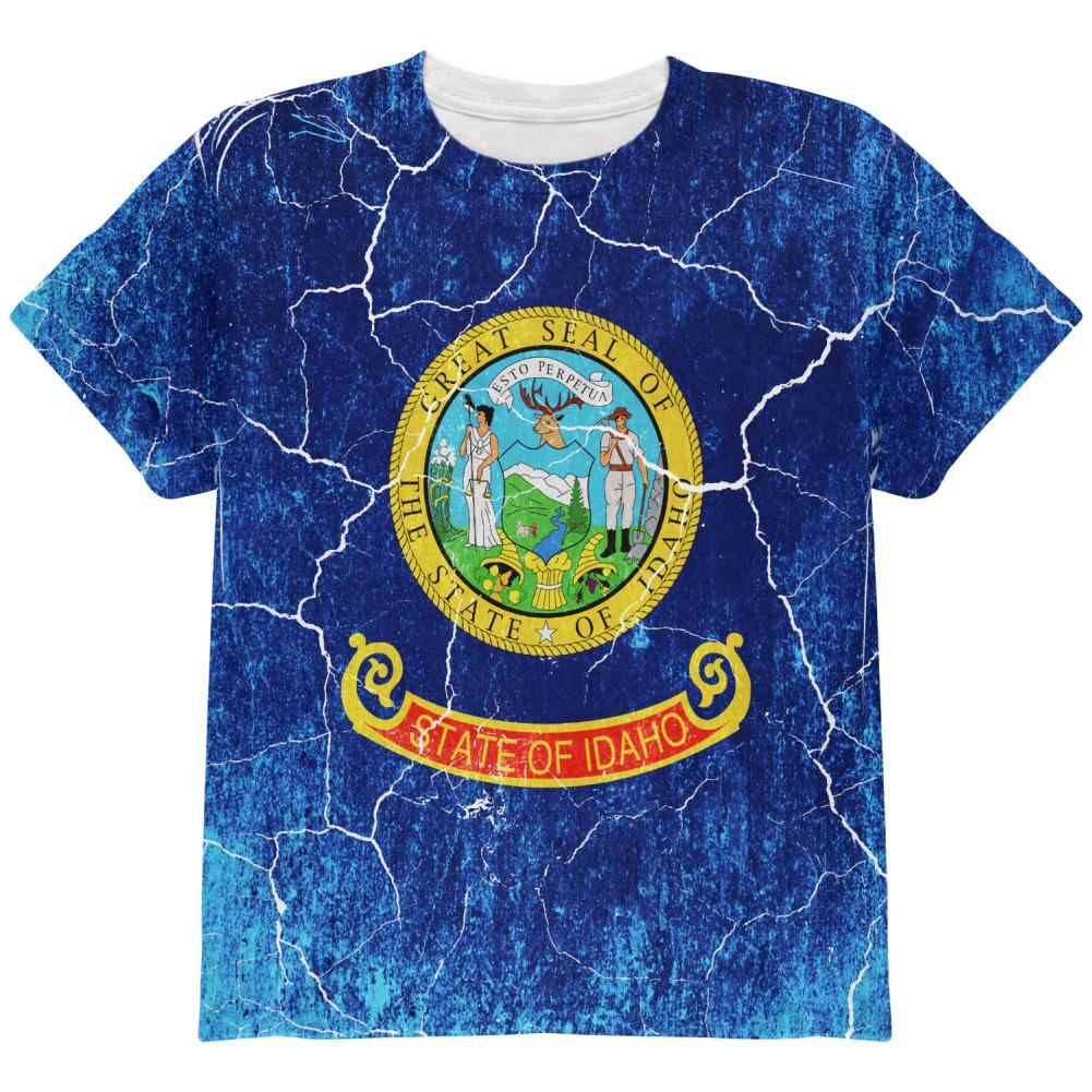 Idaho Vintage Distressed State Flag All Over Youth T Shirt Youth T-Shirts Old Glory LG Multi