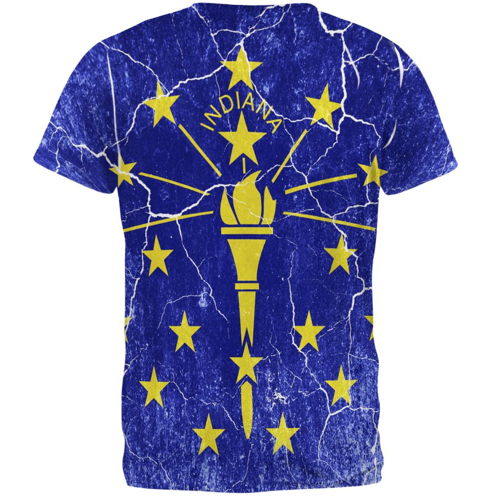 Indiana Vintage Distressed State Flag All Over Mens T Shirt Men's T-Shirts Old Glory