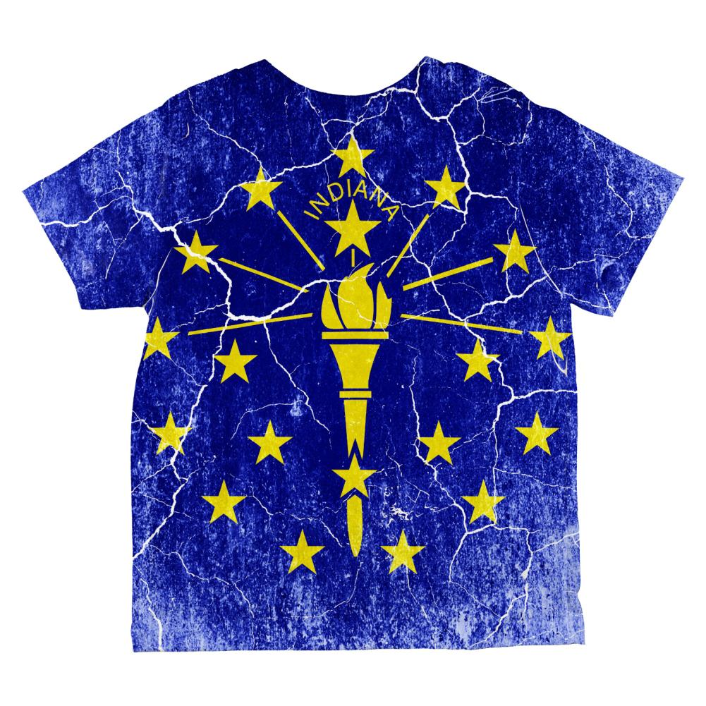 Indiana Vintage Distressed State Flag All Over Toddler T Shirt Toddler T-Shirts Old Glory