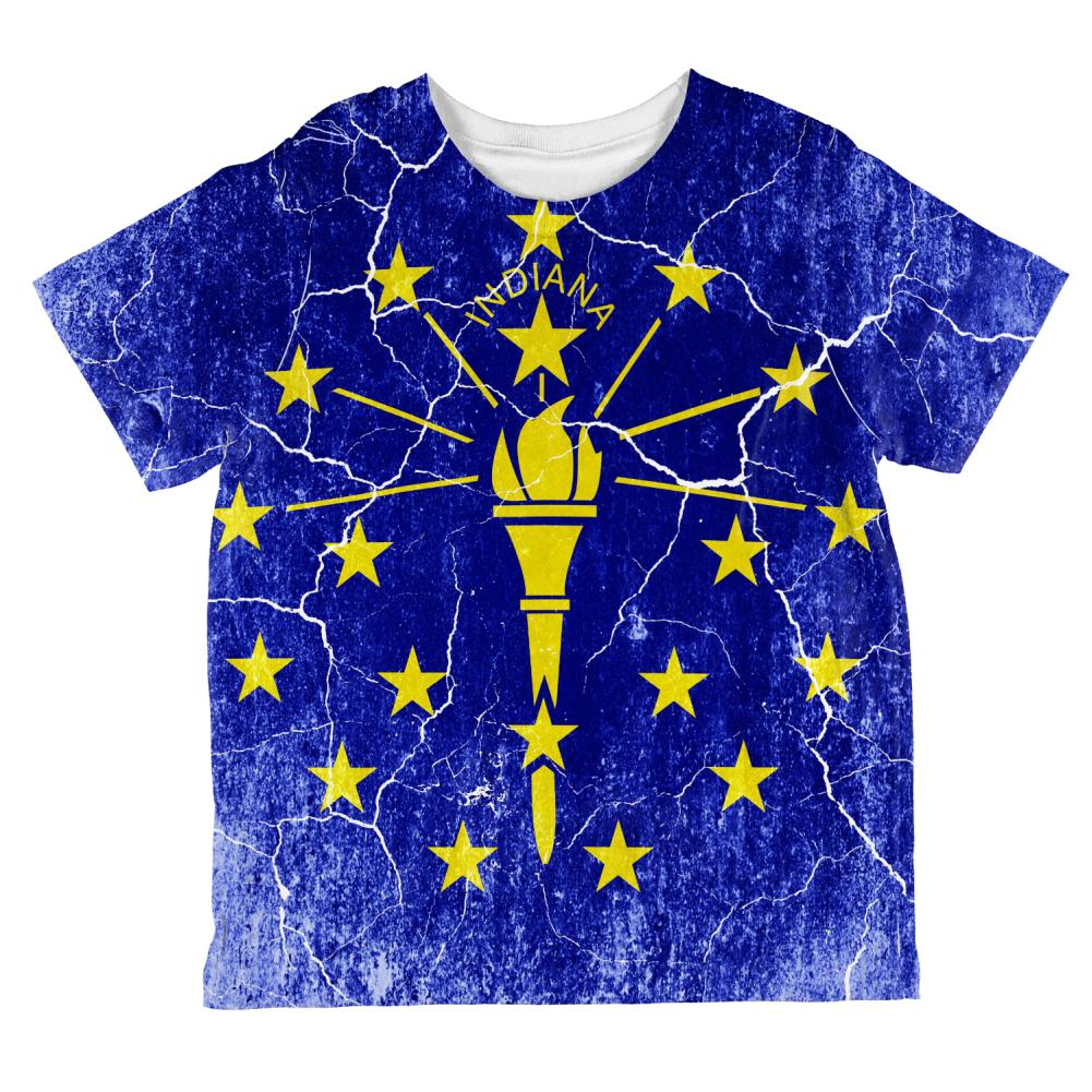 Indiana Vintage Distressed State Flag All Over Toddler T Shirt Toddler T-Shirts Old Glory 2T Multi
