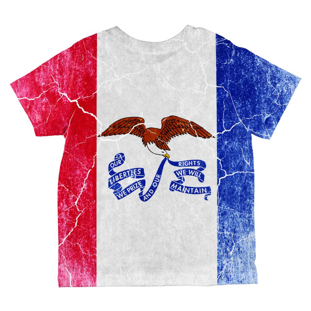 Iowa Vintage Distressed State Flag All Over Toddler T Shirt Toddler T-Shirts Old Glory