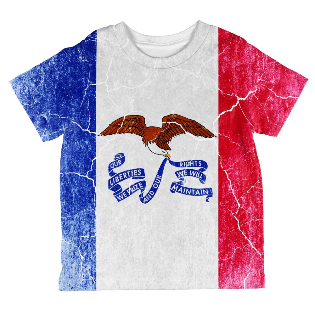 Iowa Vintage Distressed State Flag All Over Toddler T Shirt Toddler T-Shirts Old Glory 2T Multi
