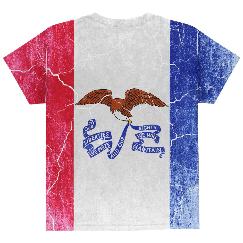 Iowa Vintage Distressed State Flag All Over Youth T Shirt Youth T-Shirts Old Glory