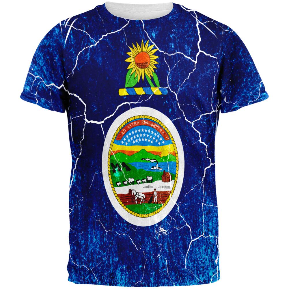 Kansas Vintage Distressed State Flag All Over Mens T Shirt Men's T-Shirts Old Glory 2XL Multi