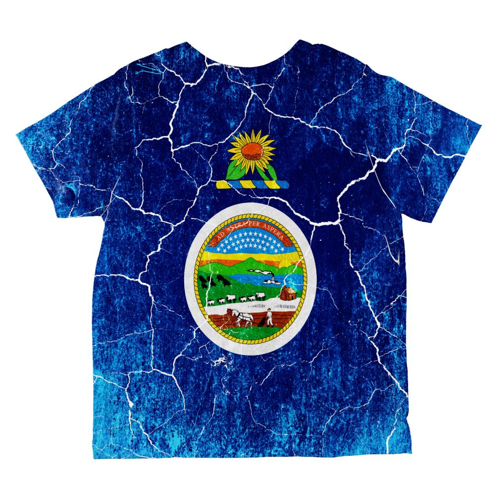 Kansas Vintage Distressed State Flag All Over Toddler T Shirt Toddler T-Shirts Old Glory