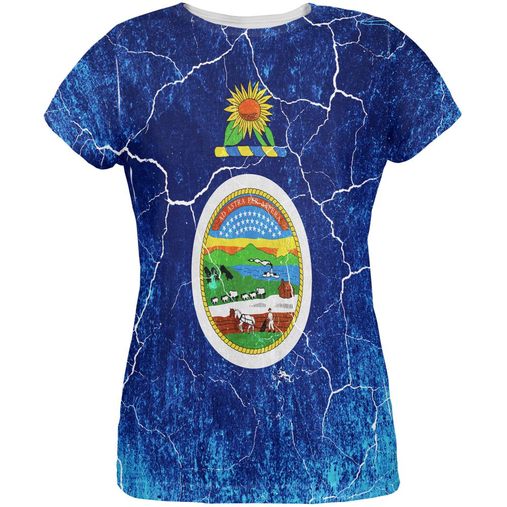 Kansas Vintage Distressed State Flag All Over Womens T Shirt Women's T-Shirts Old Glory 2XL Multi
