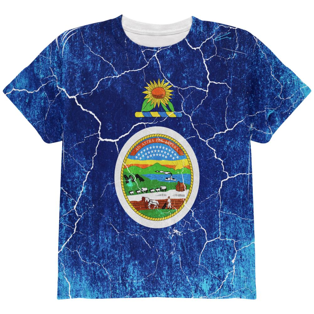 Kansas Vintage Distressed State Flag All Over Youth T Shirt Youth T-Shirts Old Glory LG Multi