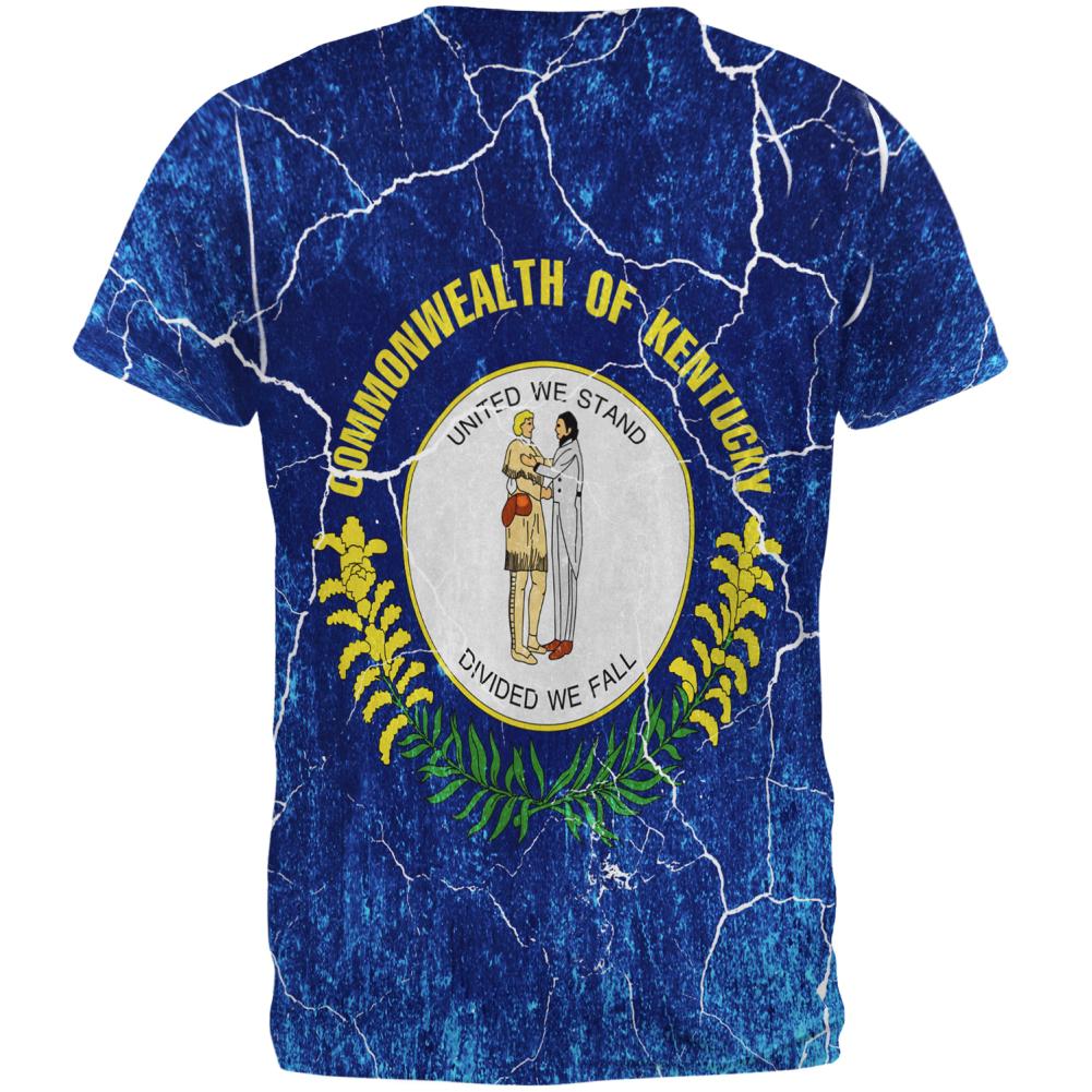 Kentucky Vintage Distressed State Flag All Over Mens T Shirt Men's T-Shirts Old Glory