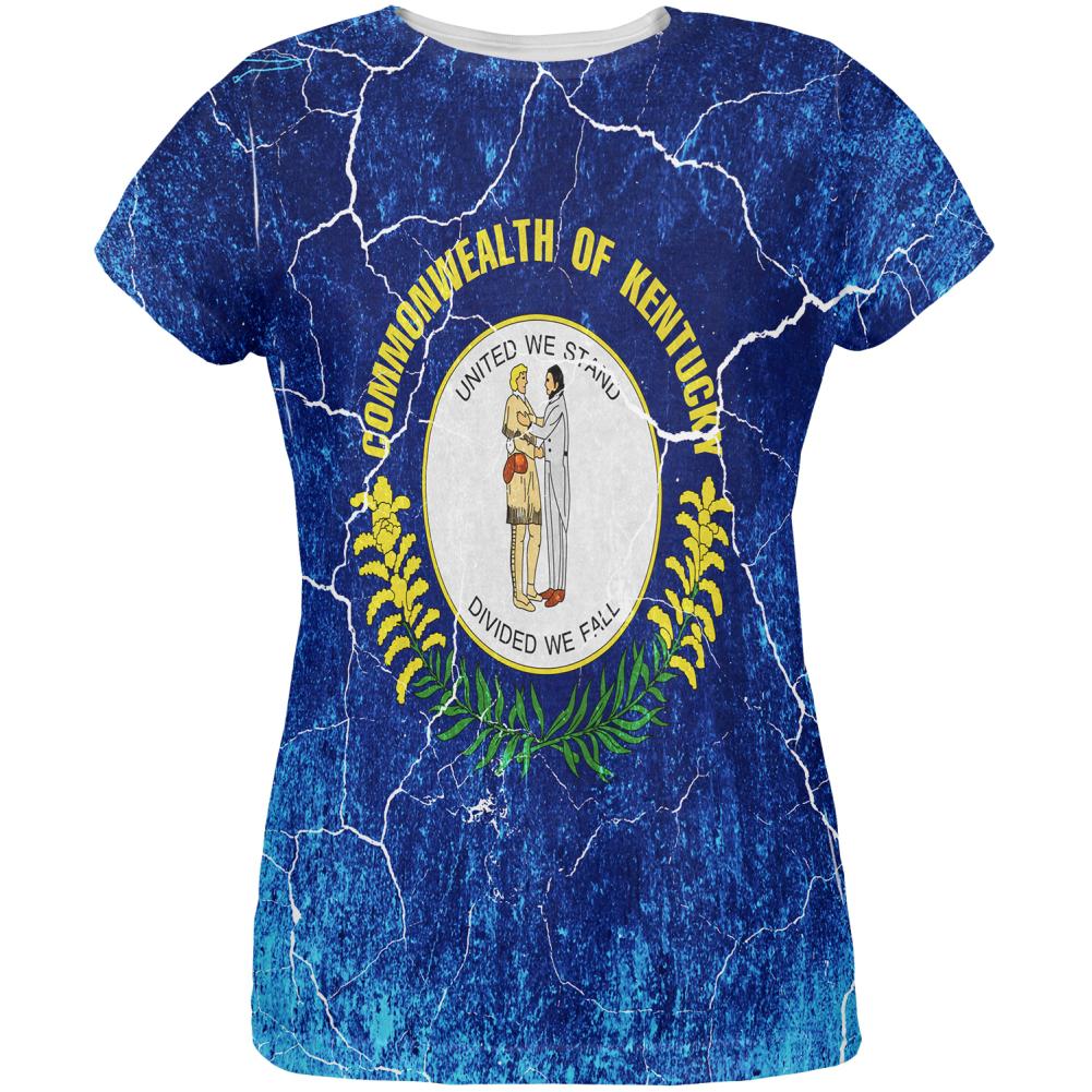 Kentucky Vintage Distressed State Flag All Over Womens T Shirt Women's T-Shirts Old Glory 2XL Multi