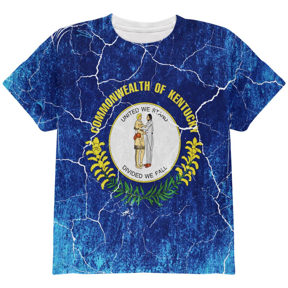 Kentucky Vintage Distressed State Flag All Over Youth T Shirt Youth T-Shirts Old Glory LG Multi