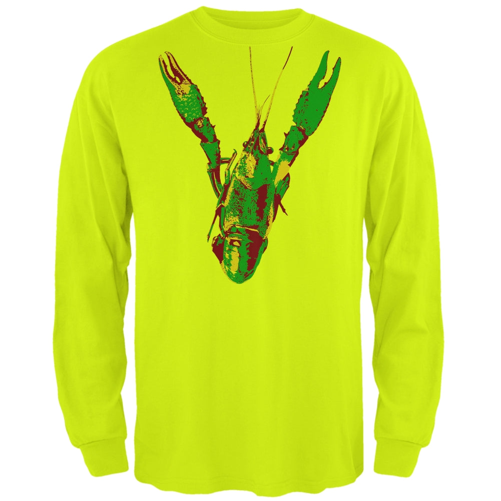 Mardi Gras Crawfish Mens Long Sleeve T Shirt Men's Long Sleeves Old Glory 2XL Safety Green
