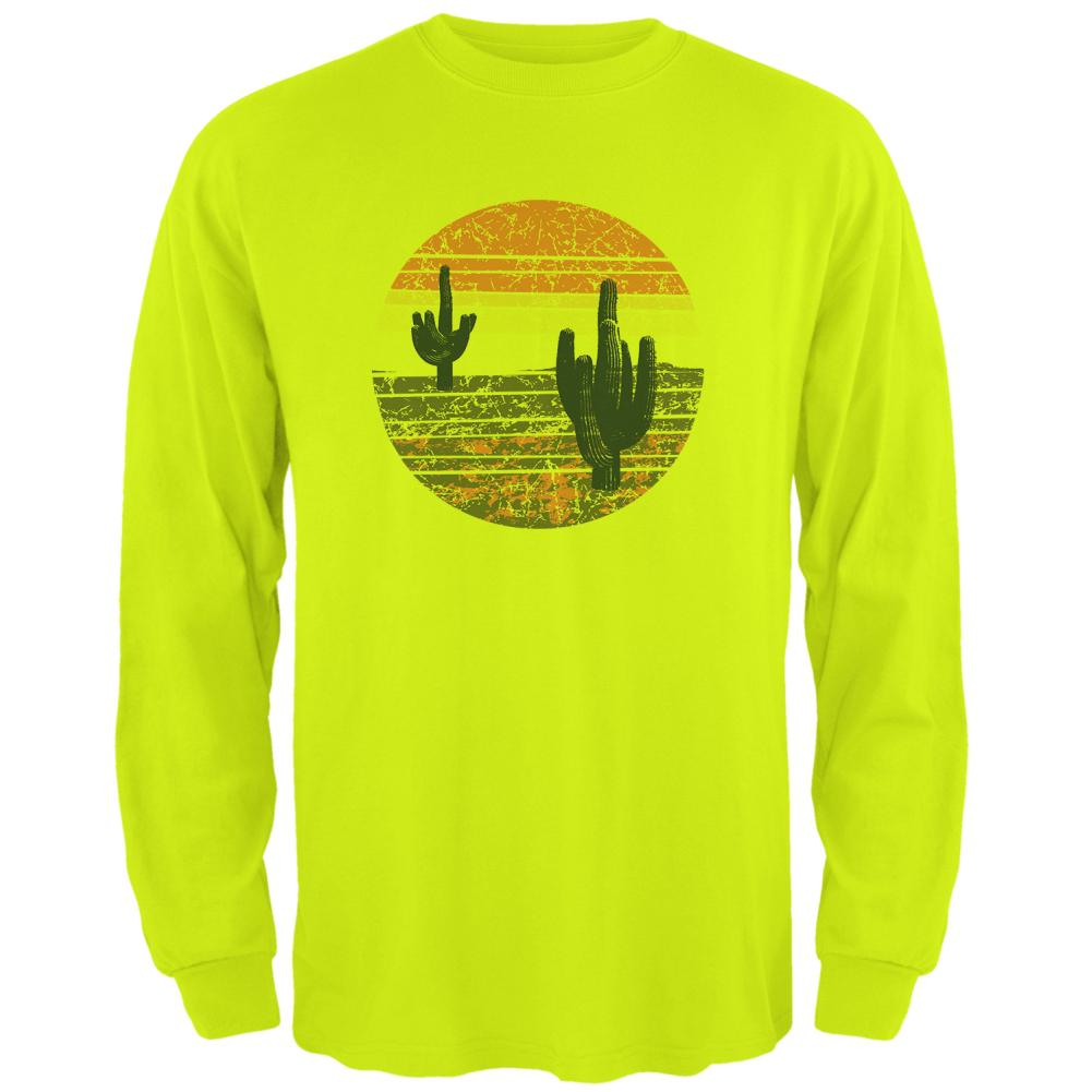 Vintage Cactus Sunset Mens Long Sleeve T Shirt Men's Long Sleeves Old Glory 2XL Safety Green
