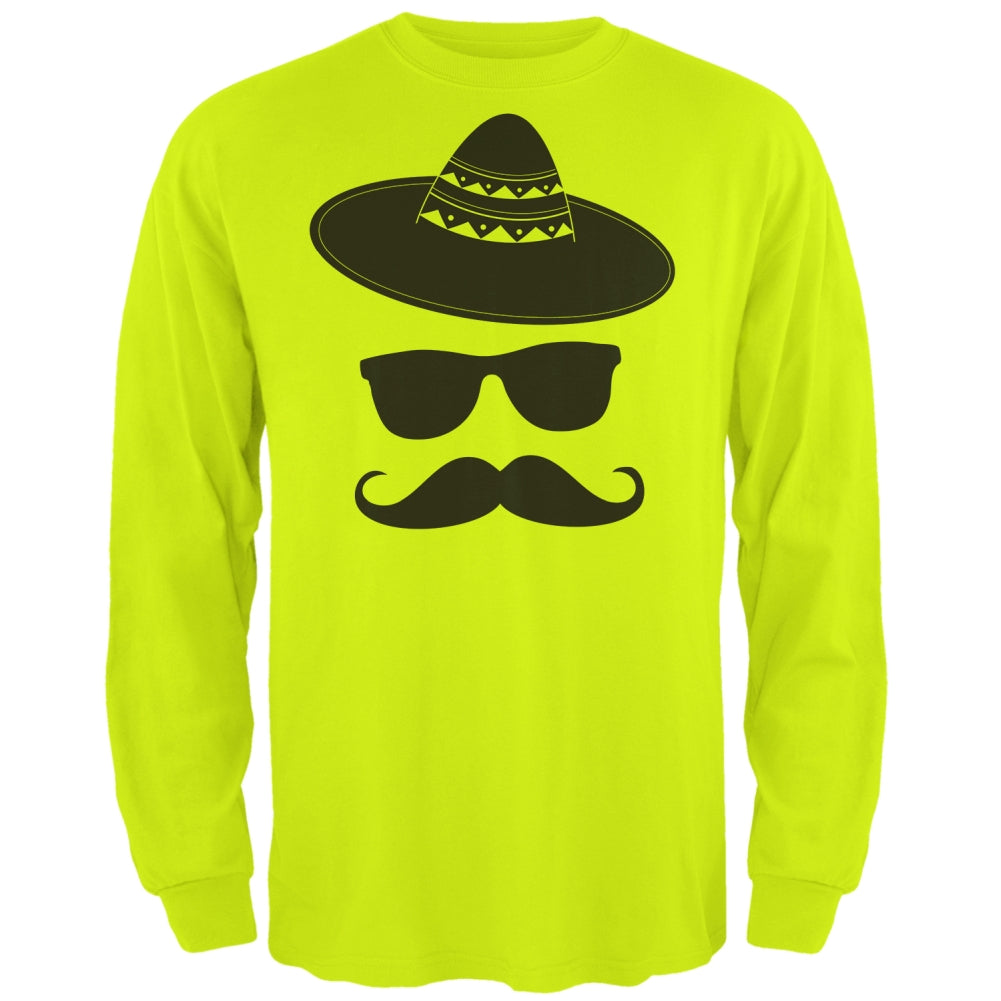 Cinco De Mayo Mustache Sombrero Mens Long Sleeve T Shirt Men's Long Sleeves Old Glory 2XL Green