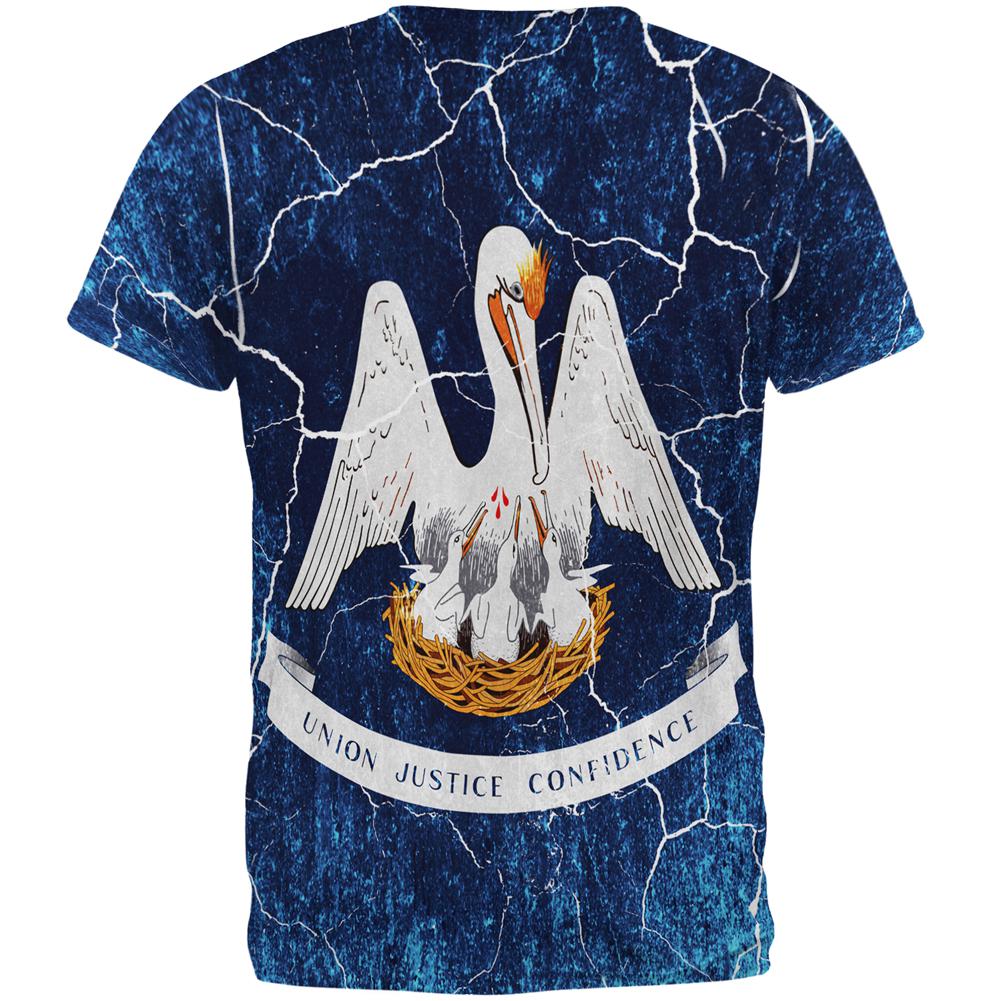 Louisiana Vintage Distressed State Flag All Over Mens T Shirt Men's T-Shirts Old Glory
