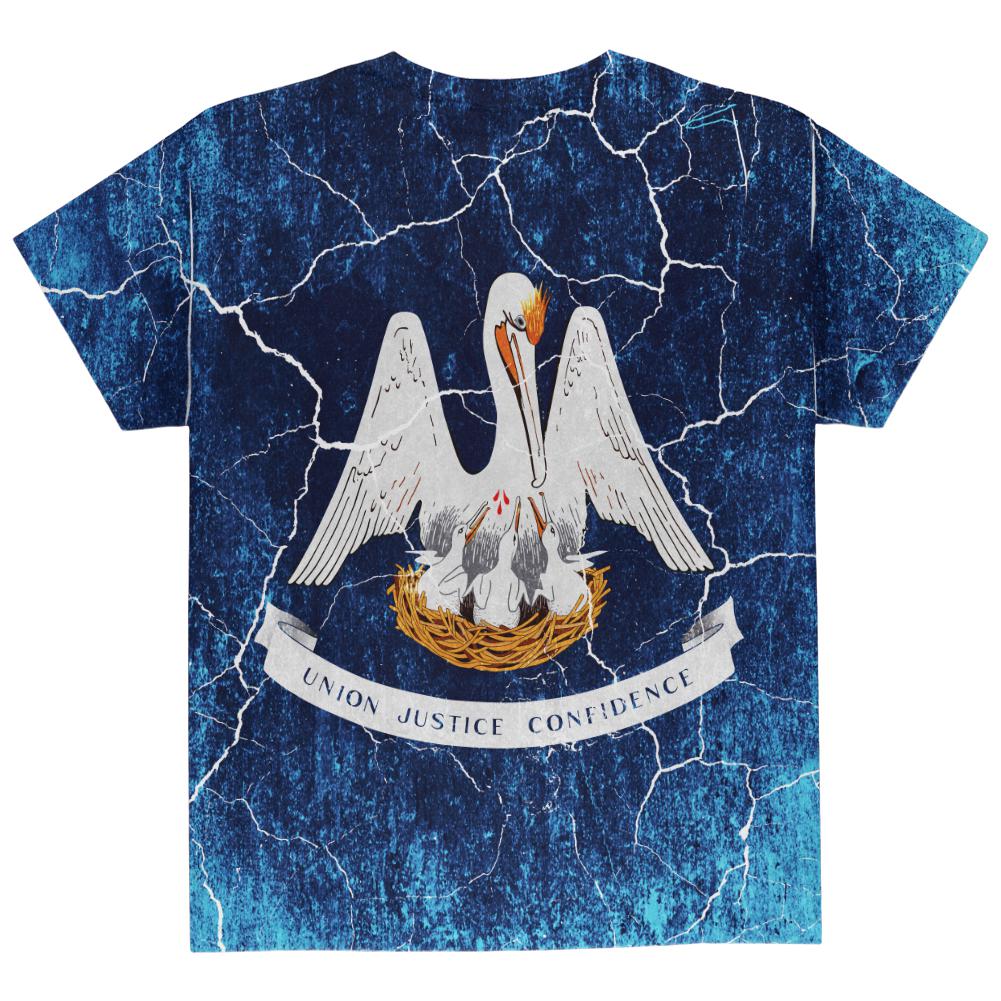 Louisiana Vintage Distressed State Flag All Over Youth T Shirt Youth T-Shirts Old Glory