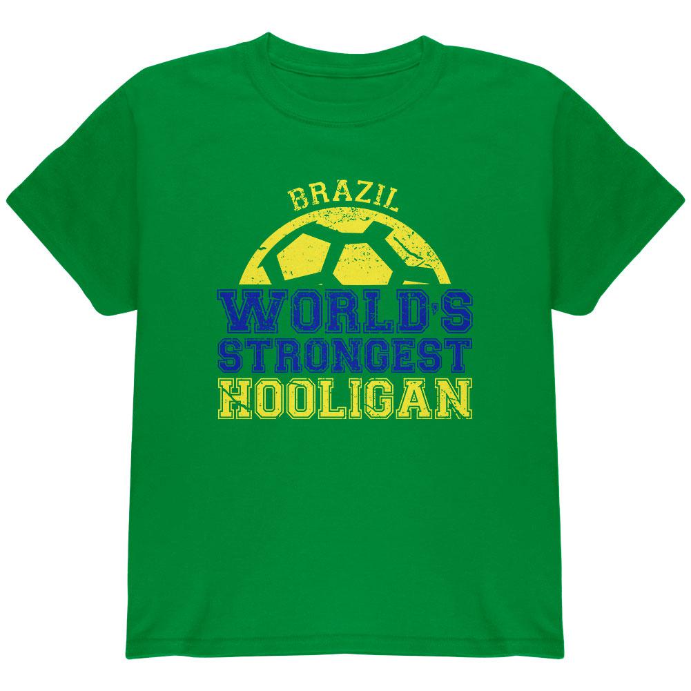 World Cup World's Strongest Hooligan Brazil Youth T Shirt Youth T-Shirts Old Glory LG Irish Green