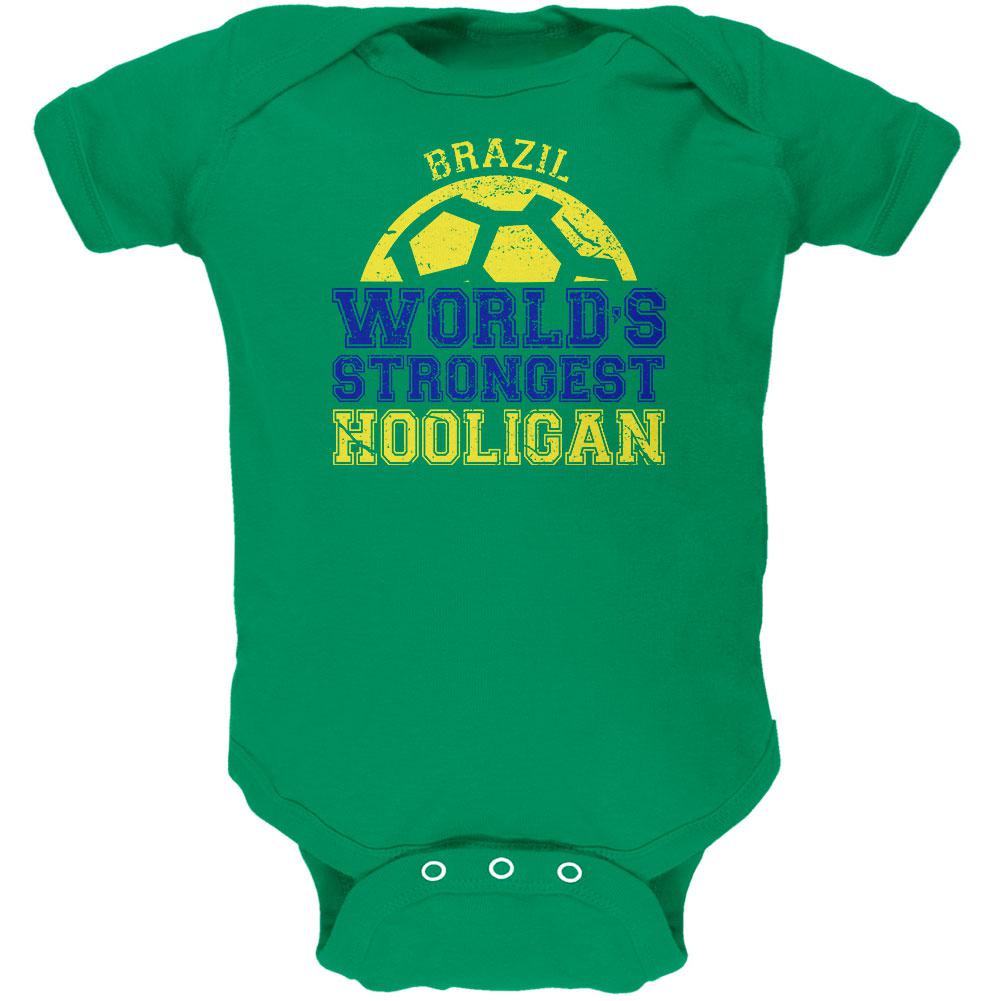 World Cup World's Strongest Hooligan Brazil Soft Baby One Piece Baby One Piece Old Glory 0-3M Kelly Green