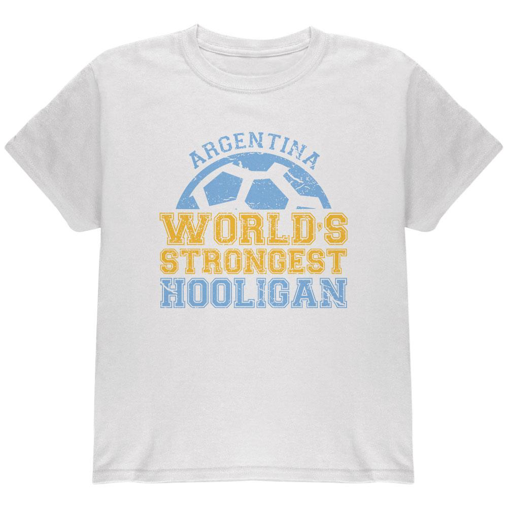 World Cup World's Strongest Hooligan Argentina Youth T Shirt Youth T-Shirts Old Glory LG White
