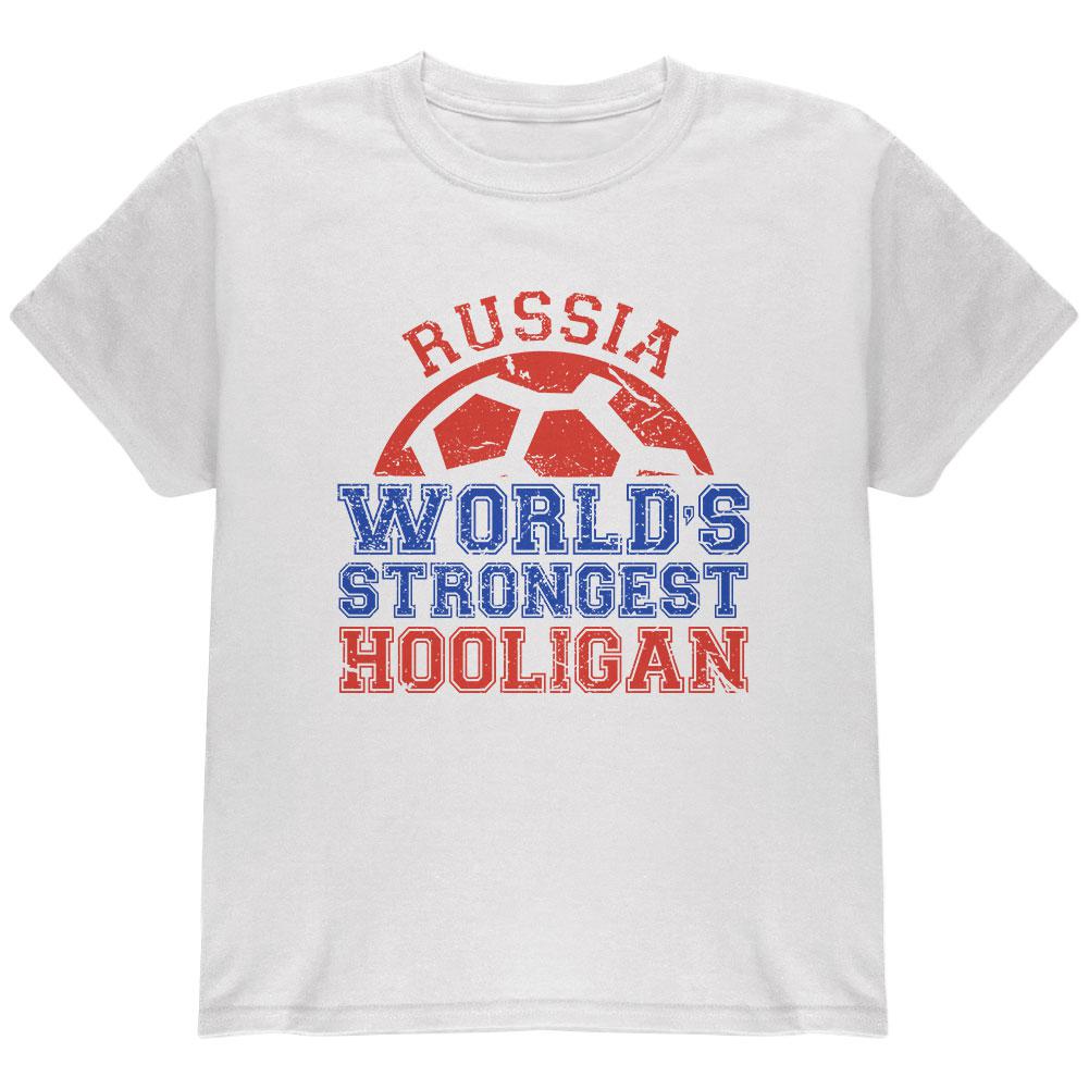 World Cup World's Strongest Hooligan Russia Youth T Shirt Youth T-Shirts Old Glory LG White