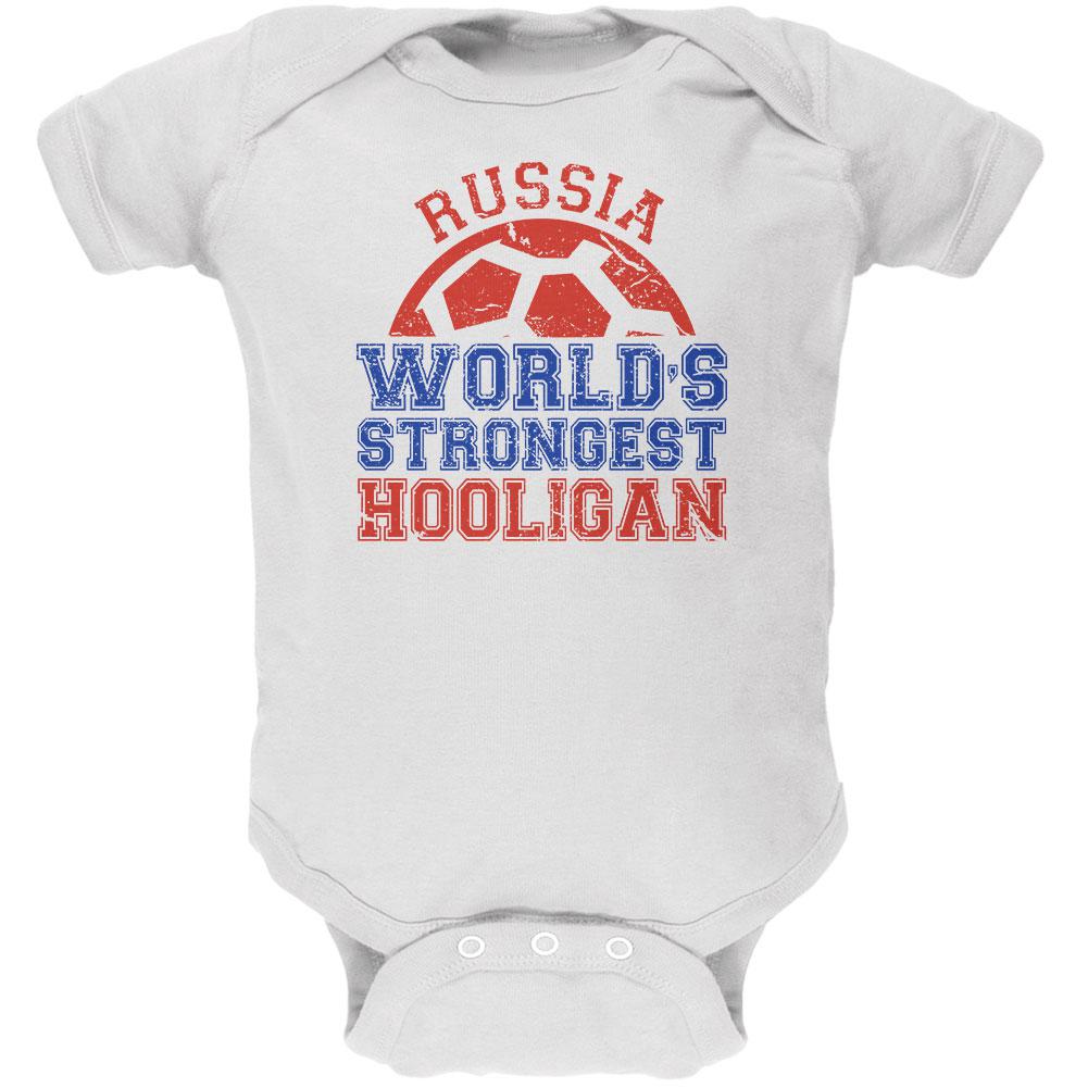 World Cup World's Strongest Hooligan Russia Soft Baby One Piece Baby One Piece Old Glory 0-3M White