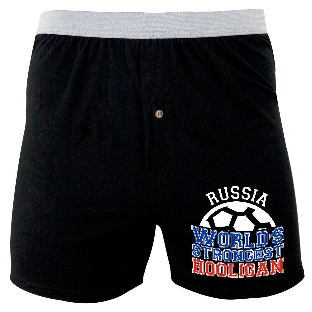 World Cup World's Strongest Hooligan Russia Soft Knit Boxer Underwear Old Glory 2XL Black