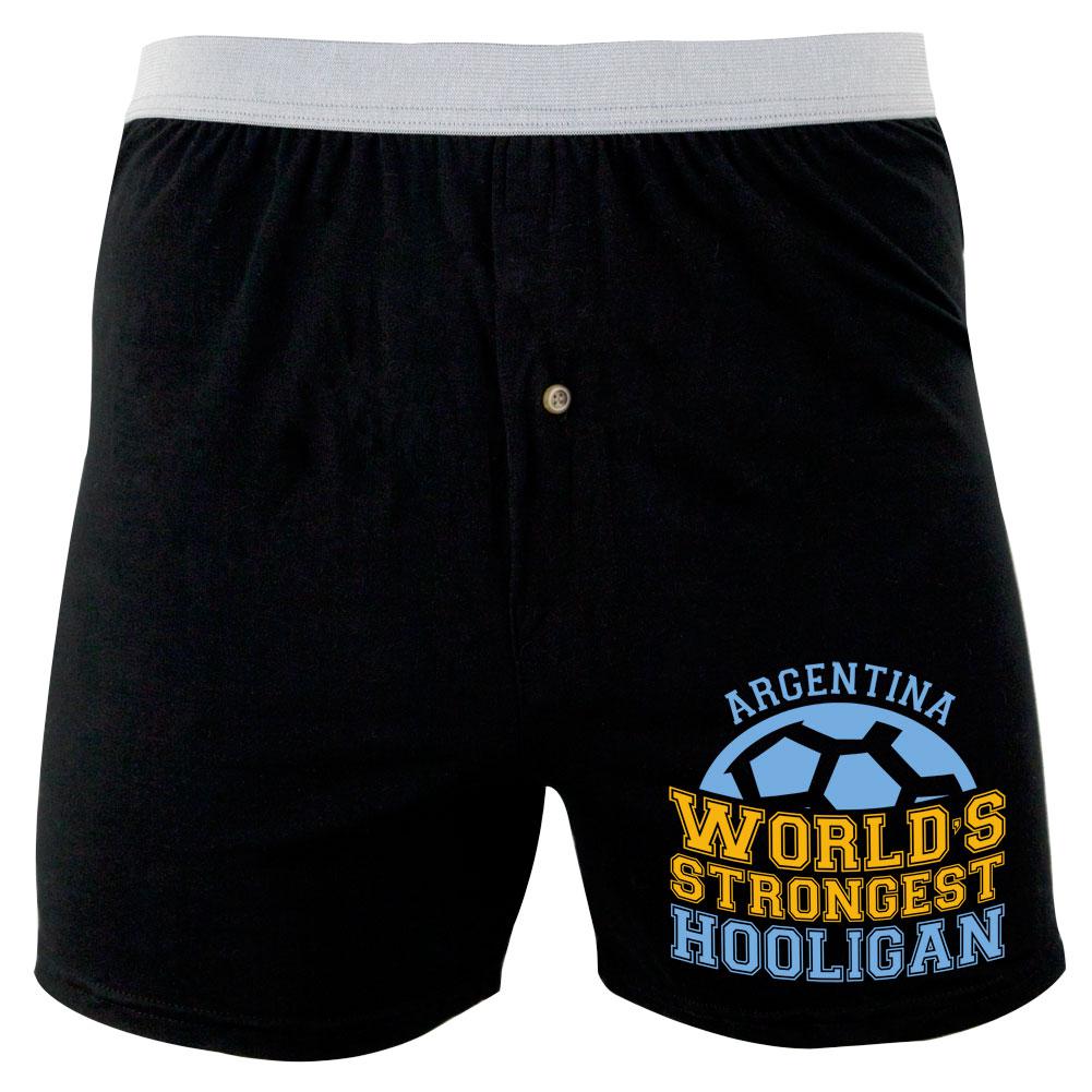 World Cup World's Strongest Hooligan Argentina Soft Knit Boxer Underwear Old Glory 2XL Black