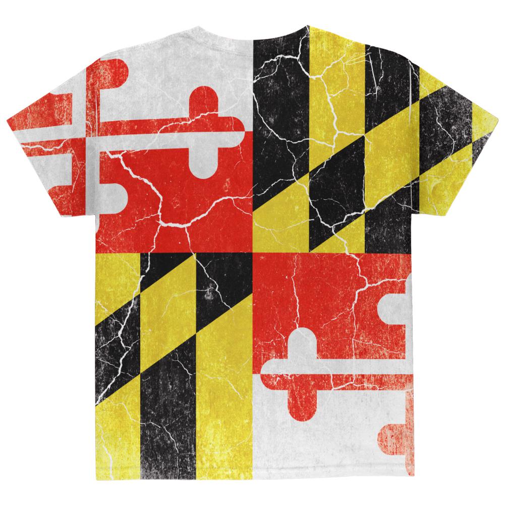 Maryland Vintage Distressed State Flag All Over Youth T Shirt Youth T-Shirts Old Glory