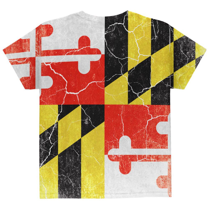 Maryland Vintage Distressed State Flag All Over Youth T Shirt Youth T-Shirts Old Glory
