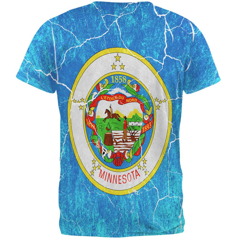 Minnesota Vintage Distressed State Flag All Over Mens T Shirt Men's T-Shirts Old Glory