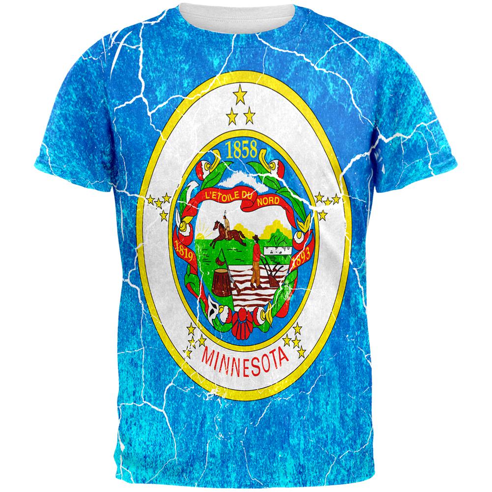 Minnesota Vintage Distressed State Flag All Over Mens T Shirt Men's T-Shirts Old Glory 2XL Multi