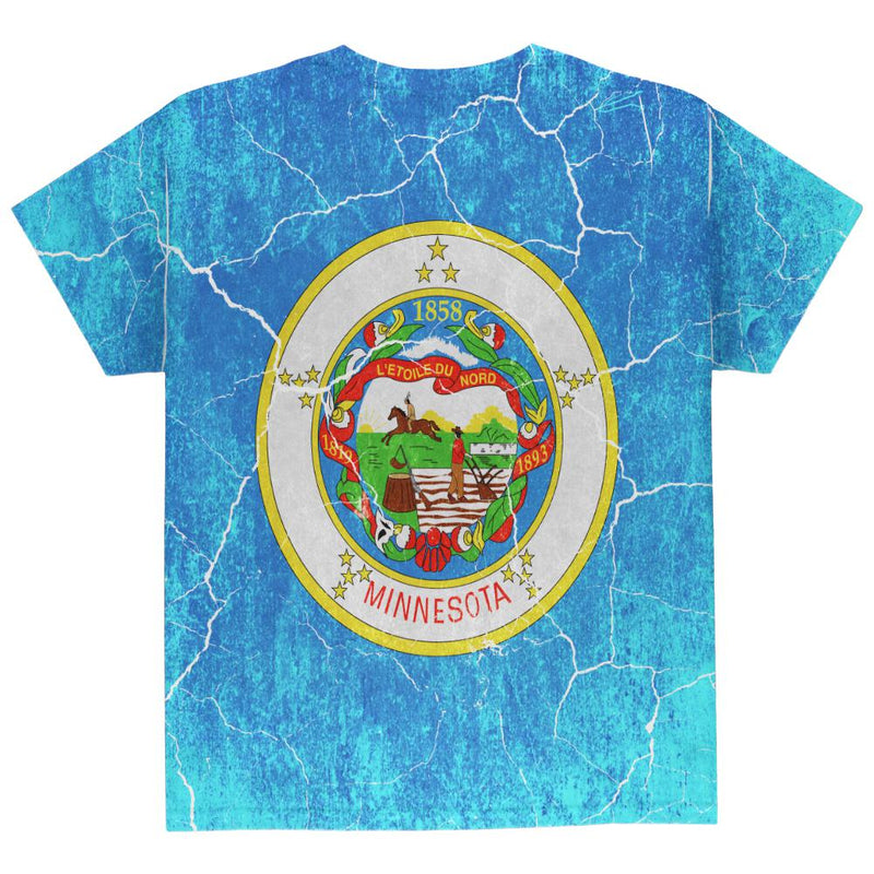 Minnesota Vintage Distressed State Flag All Over Youth T Shirt Youth T-Shirts Old Glory