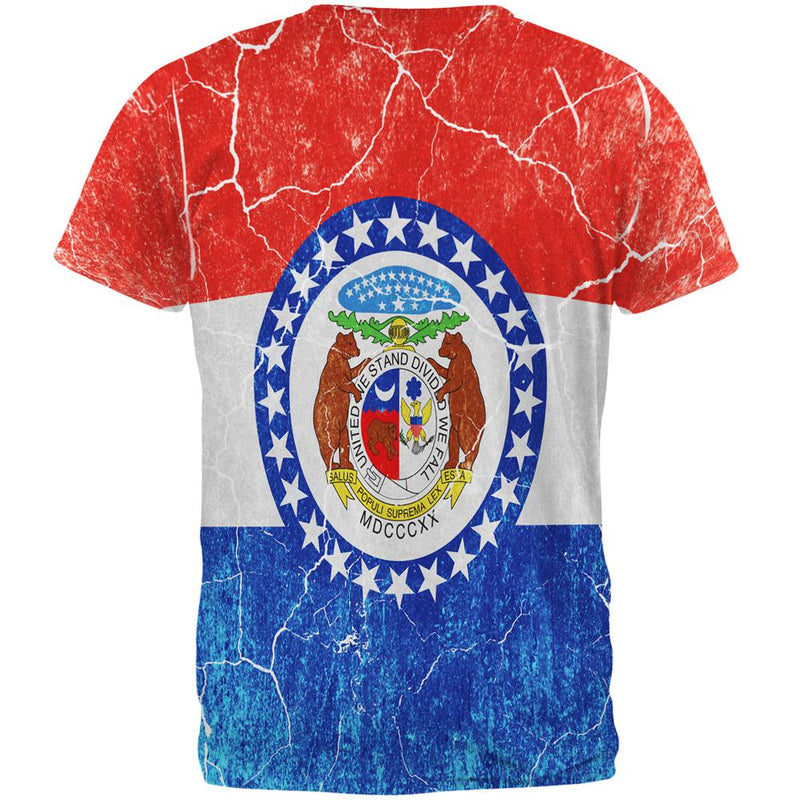 Missouri Vintage Distressed State Flag All Over Mens T Shirt Men's T-Shirts Old Glory