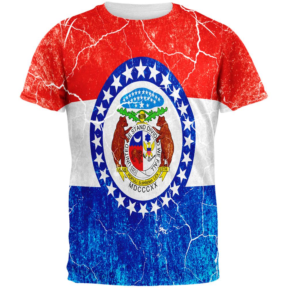 Missouri Vintage Distressed State Flag All Over Mens T Shirt Men's T-Shirts Old Glory 2XL Multi