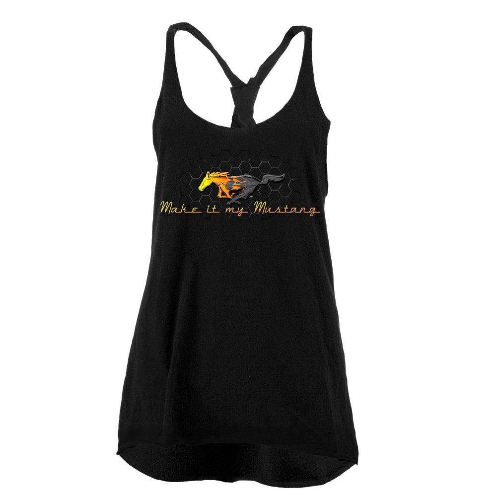 Ford - Make It My Mustang Juniors Twist Tank Top Juniors Tank Tops Old Glory LG Black