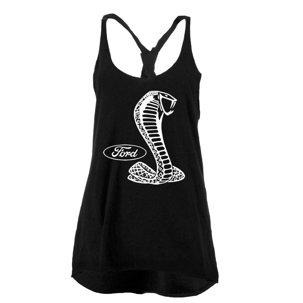 Ford - Cobra Juniors Twist Tank Top Juniors Tank Tops Old Glory LG Black