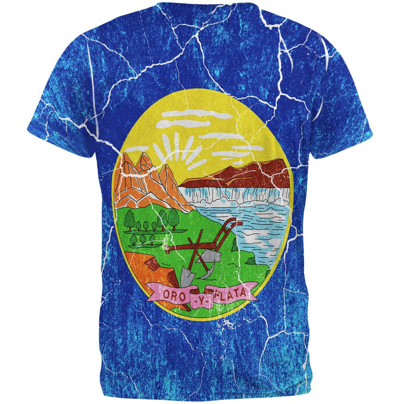 Montana Vintage Distressed State Flag All Over Mens T Shirt Men's T-Shirts Old Glory