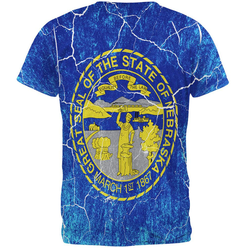 Nebraska Vintage Distressed State Flag All Over Mens T Shirt Men's T-Shirts Old Glory
