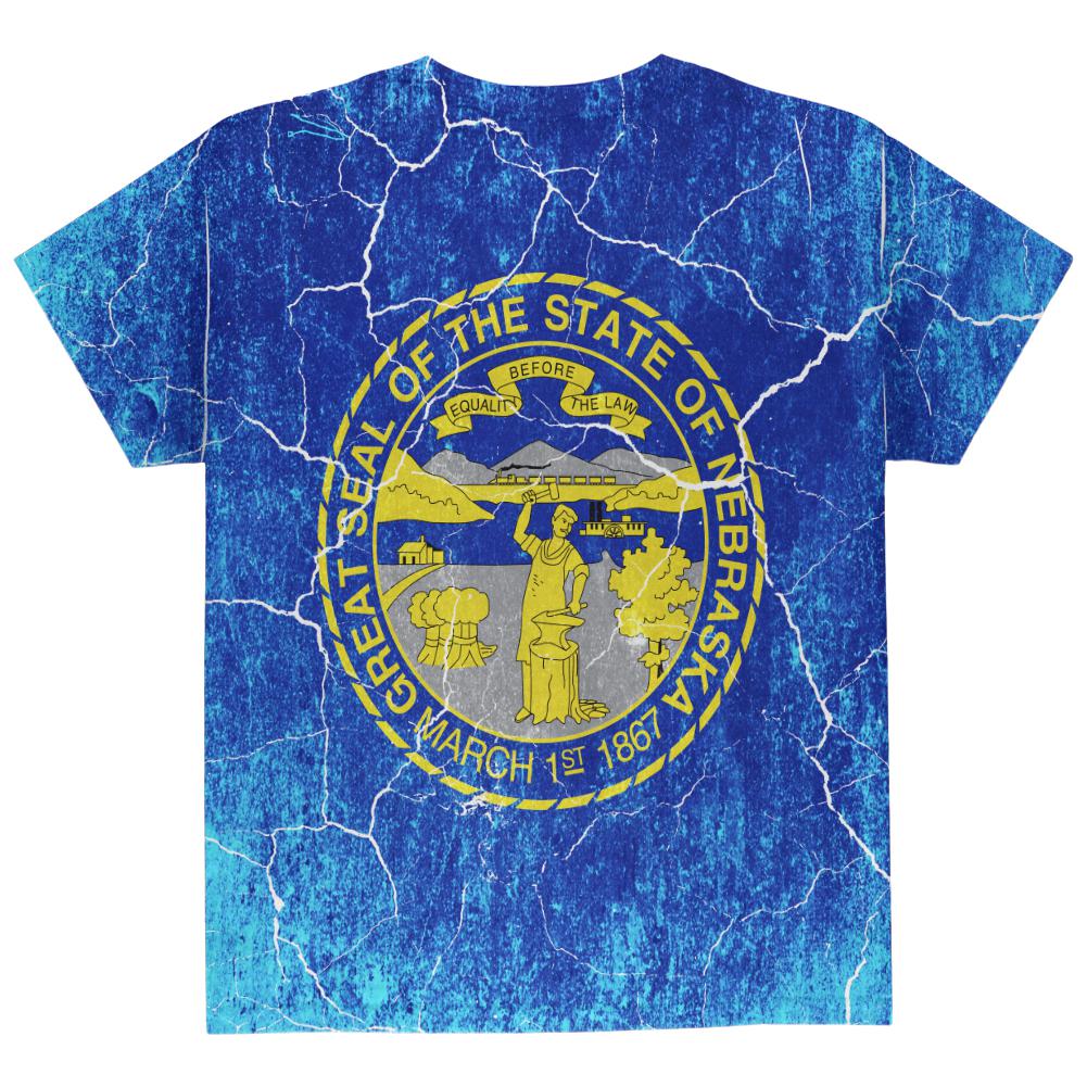 Nebraska Vintage Distressed State Flag All Over Youth T Shirt Youth T-Shirts Old Glory