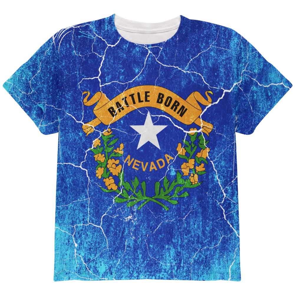 Nevada Vintage Distressed State Flag All Over Youth T Shirt Youth T-Shirts Old Glory LG Multi